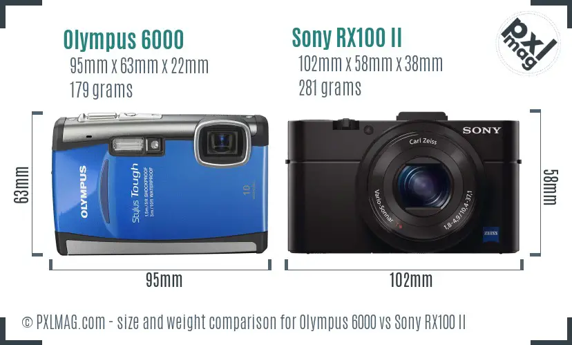Olympus 6000 vs Sony RX100 II size comparison