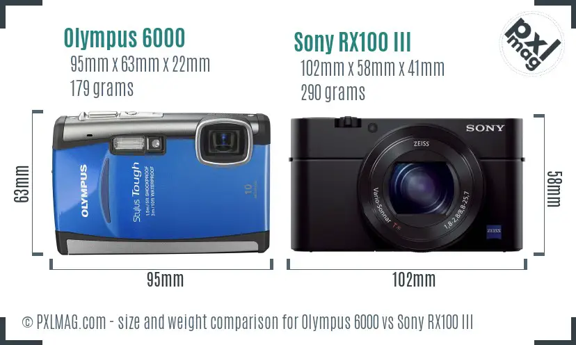 Olympus 6000 vs Sony RX100 III size comparison