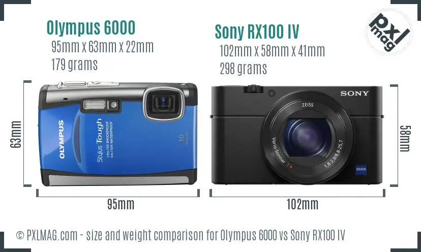 Olympus 6000 vs Sony RX100 IV size comparison