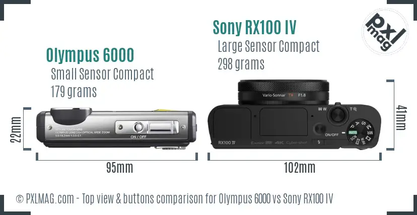 Olympus 6000 vs Sony RX100 IV top view buttons comparison