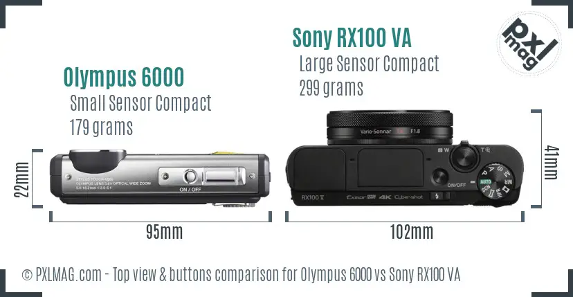 Olympus 6000 vs Sony RX100 VA top view buttons comparison