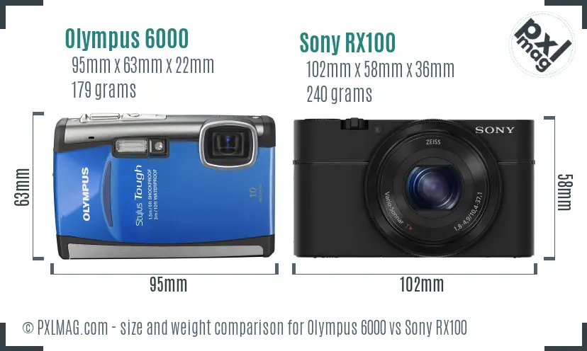 Olympus 6000 vs Sony RX100 size comparison
