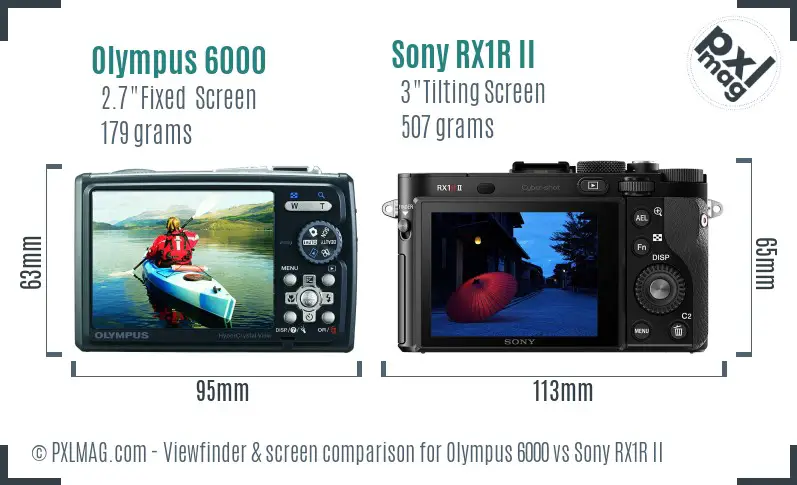 Olympus 6000 vs Sony RX1R II Screen and Viewfinder comparison