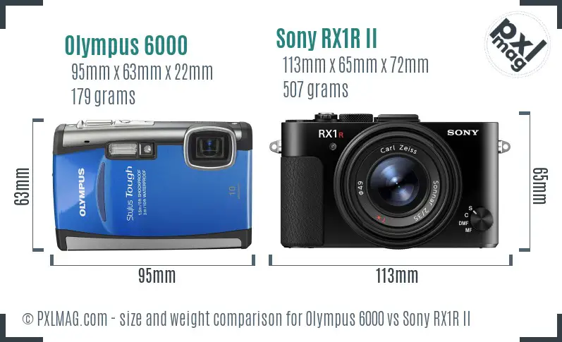 Olympus 6000 vs Sony RX1R II size comparison