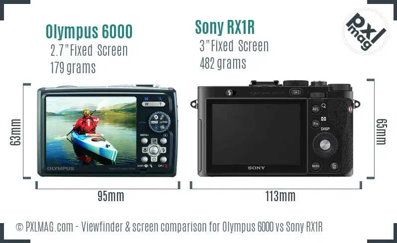 Olympus 6000 vs Sony RX1R Screen and Viewfinder comparison