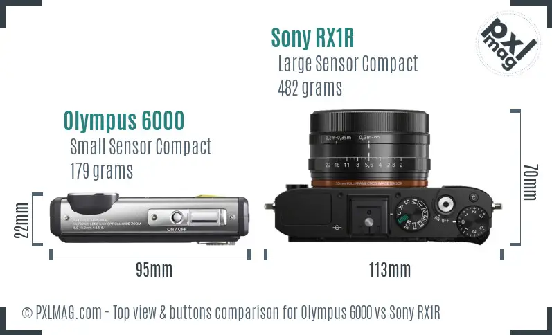 Olympus 6000 vs Sony RX1R top view buttons comparison