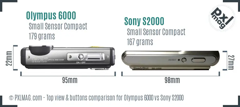 Olympus 6000 vs Sony S2000 top view buttons comparison