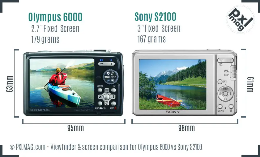 Olympus 6000 vs Sony S2100 Screen and Viewfinder comparison