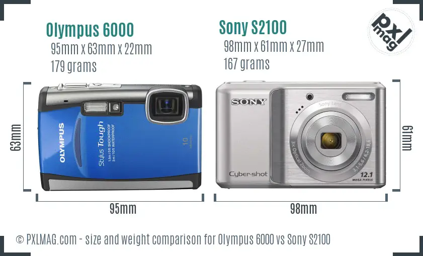Olympus 6000 vs Sony S2100 size comparison