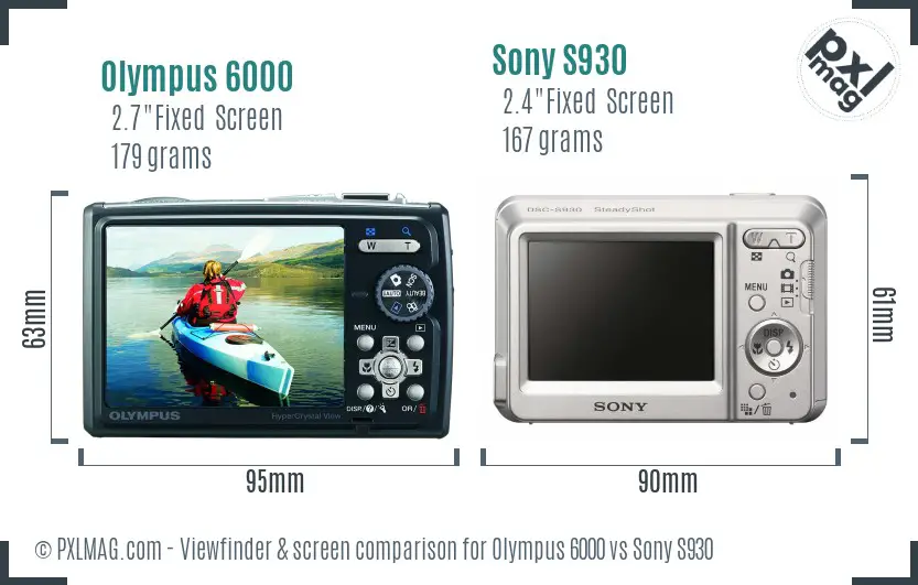 Olympus 6000 vs Sony S930 Screen and Viewfinder comparison