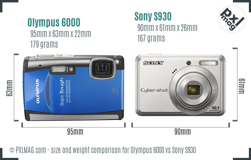 Olympus 6000 vs Sony S930 size comparison