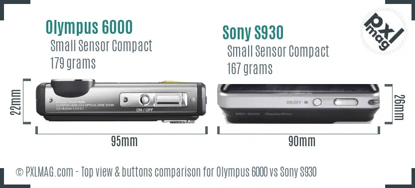 Olympus 6000 vs Sony S930 top view buttons comparison