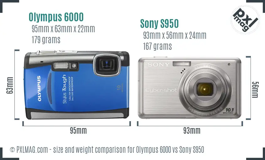 Olympus 6000 vs Sony S950 size comparison