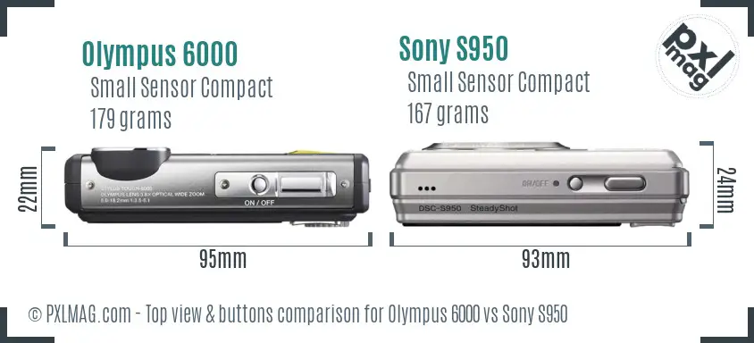 Olympus 6000 vs Sony S950 top view buttons comparison