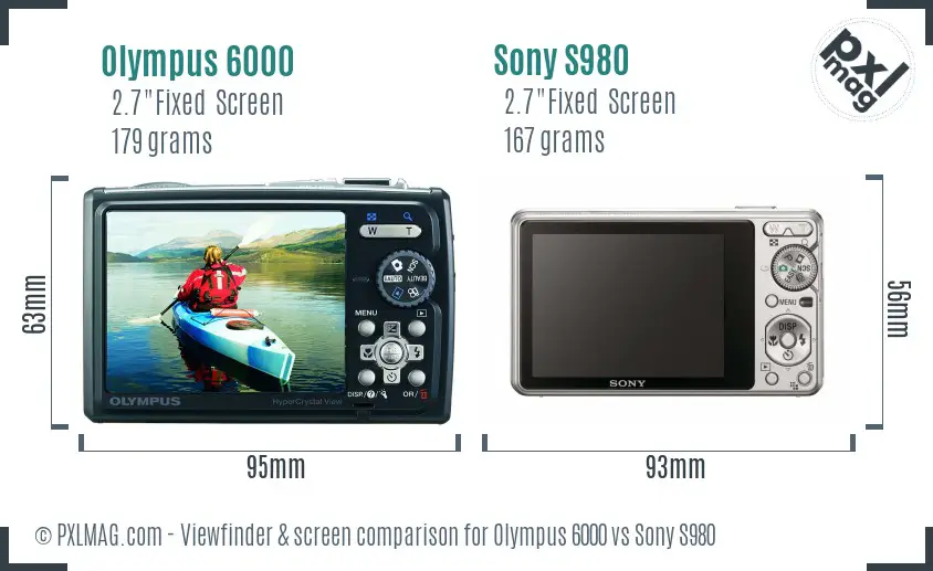 Olympus 6000 vs Sony S980 Screen and Viewfinder comparison