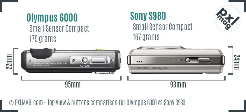 Olympus 6000 vs Sony S980 top view buttons comparison