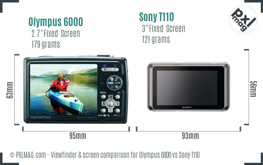 Olympus 6000 vs Sony T110 Screen and Viewfinder comparison