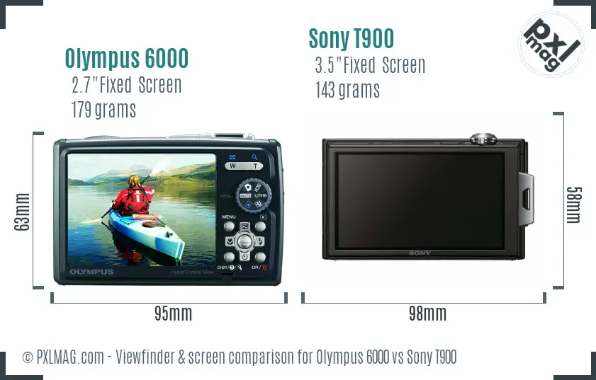 Olympus 6000 vs Sony T900 Screen and Viewfinder comparison
