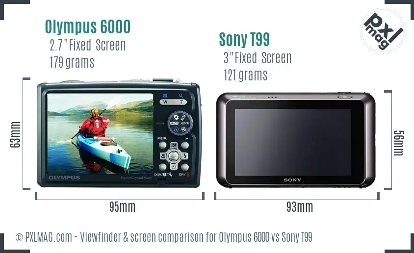 Olympus 6000 vs Sony T99 Screen and Viewfinder comparison
