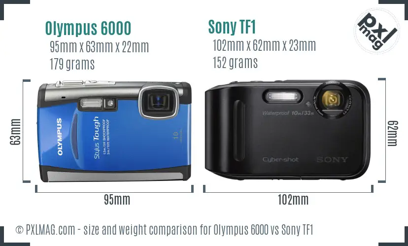 Olympus 6000 vs Sony TF1 size comparison