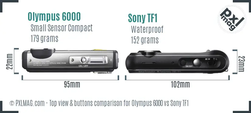 Olympus 6000 vs Sony TF1 top view buttons comparison