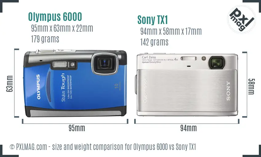 Olympus 6000 vs Sony TX1 size comparison