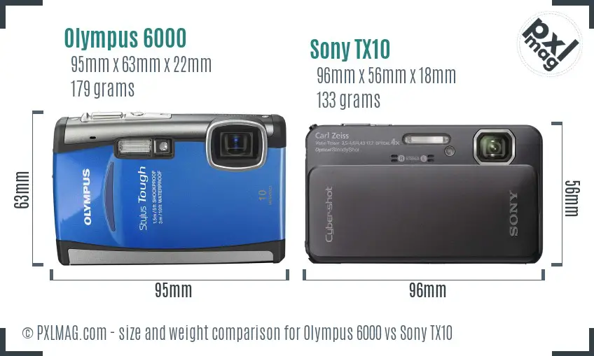 Olympus 6000 vs Sony TX10 size comparison