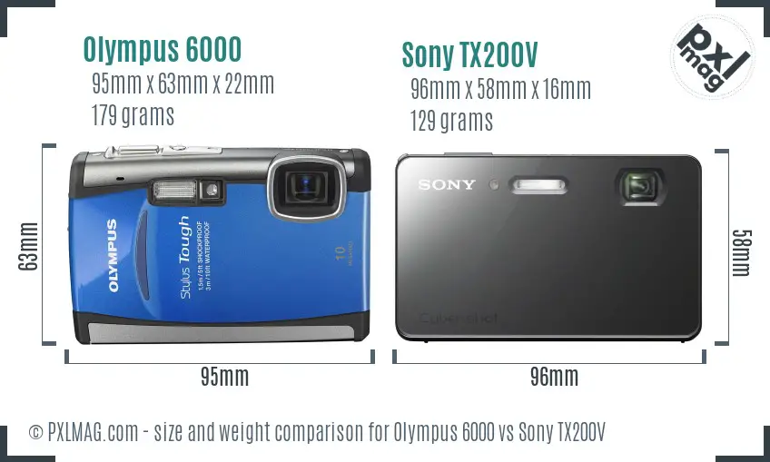 Olympus 6000 vs Sony TX200V size comparison