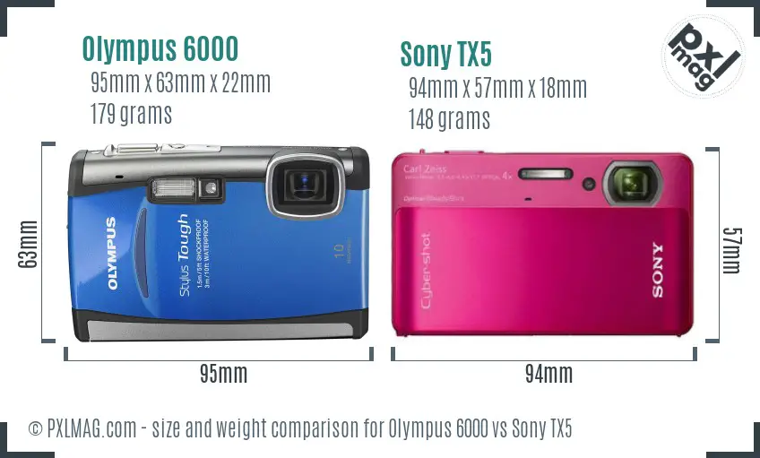 Olympus 6000 vs Sony TX5 size comparison