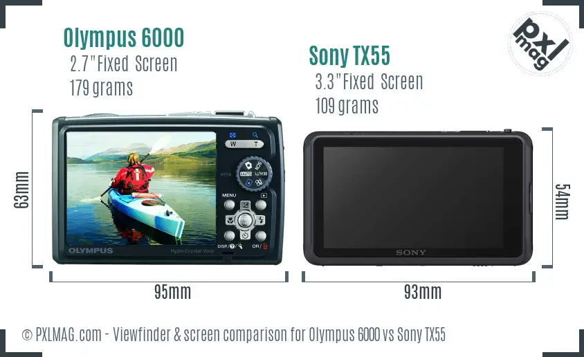 Olympus 6000 vs Sony TX55 Screen and Viewfinder comparison