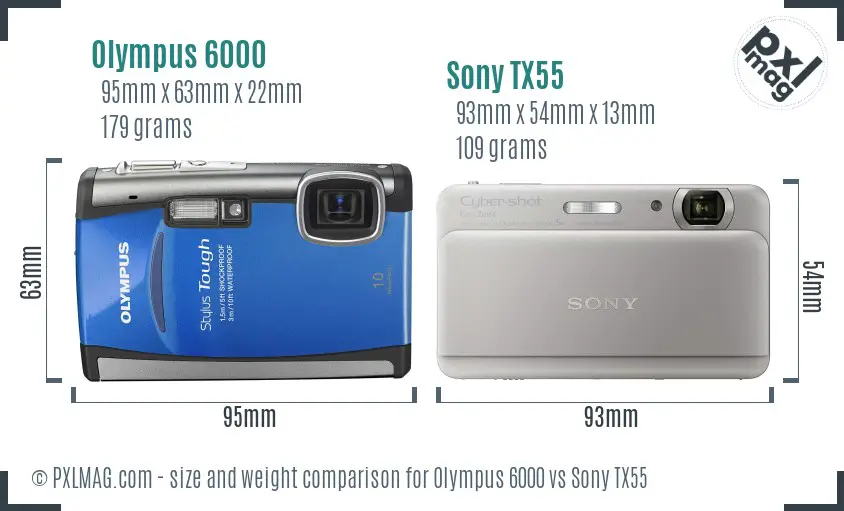 Olympus 6000 vs Sony TX55 size comparison
