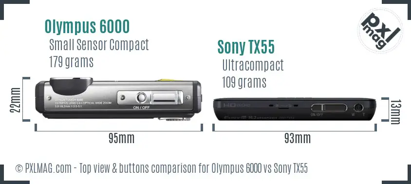 Olympus 6000 vs Sony TX55 top view buttons comparison
