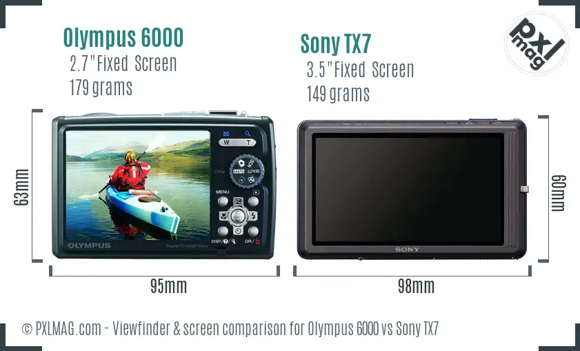 Olympus 6000 vs Sony TX7 Screen and Viewfinder comparison