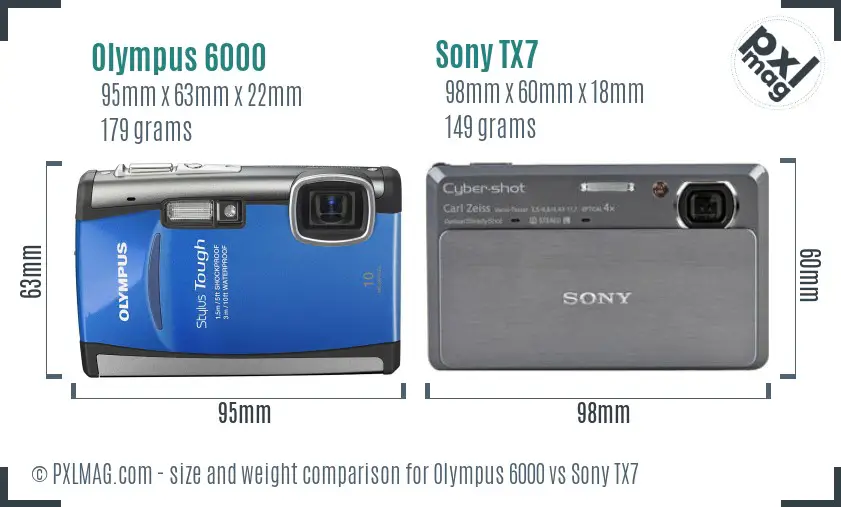 Olympus 6000 vs Sony TX7 size comparison