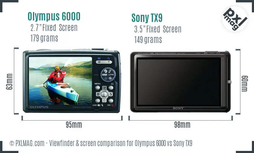 Olympus 6000 vs Sony TX9 Screen and Viewfinder comparison