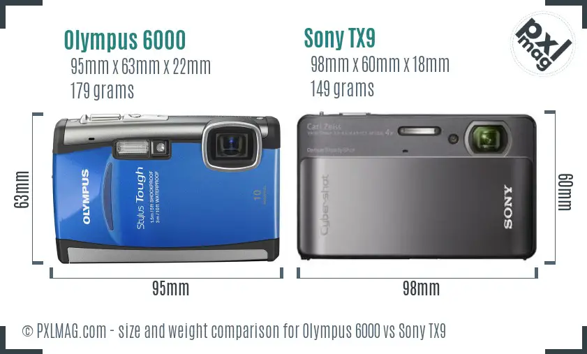 Olympus 6000 vs Sony TX9 size comparison