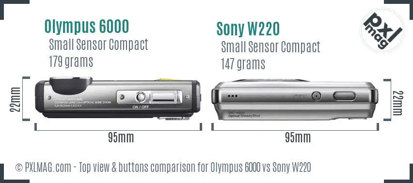 Olympus 6000 vs Sony W220 top view buttons comparison