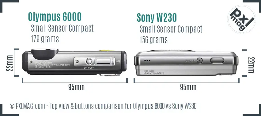 Olympus 6000 vs Sony W230 top view buttons comparison