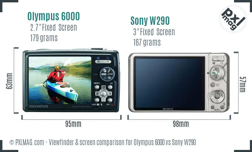 Olympus 6000 vs Sony W290 Screen and Viewfinder comparison