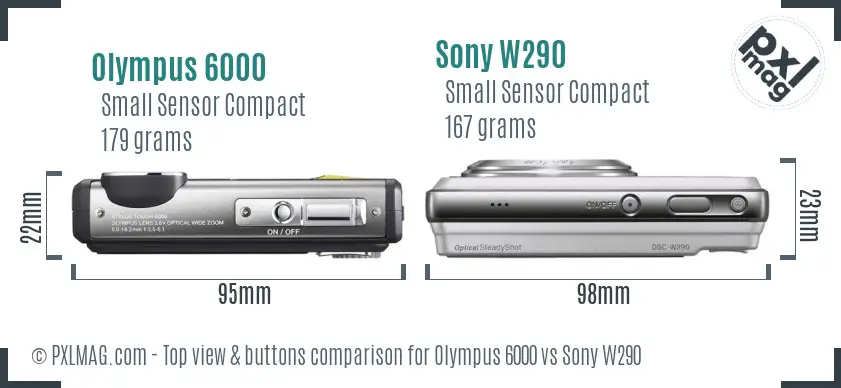 Olympus 6000 vs Sony W290 top view buttons comparison