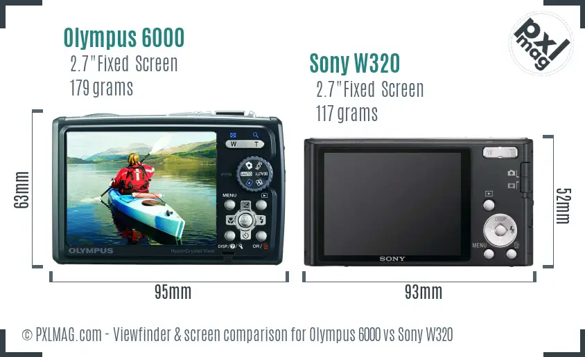 Olympus 6000 vs Sony W320 Screen and Viewfinder comparison