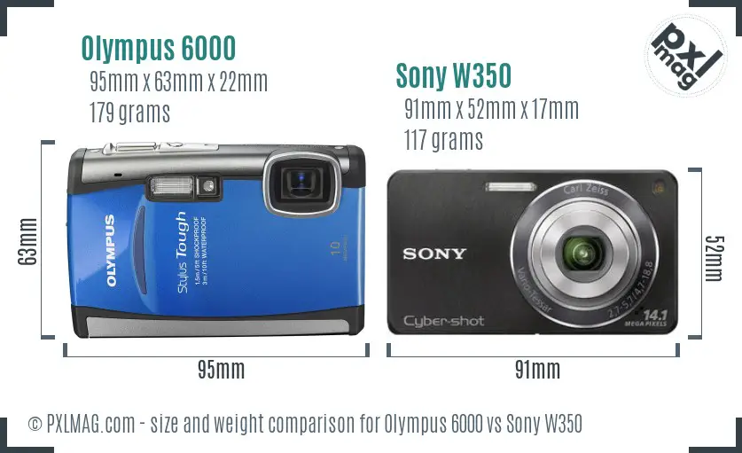 Olympus 6000 vs Sony W350 size comparison