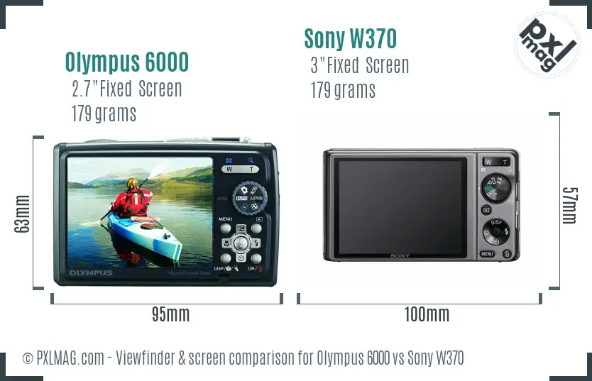 Olympus 6000 vs Sony W370 Screen and Viewfinder comparison