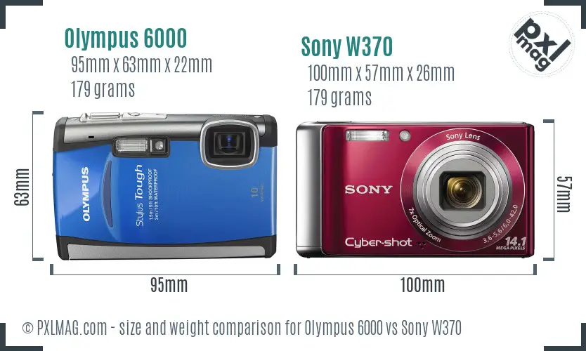 Olympus 6000 vs Sony W370 size comparison