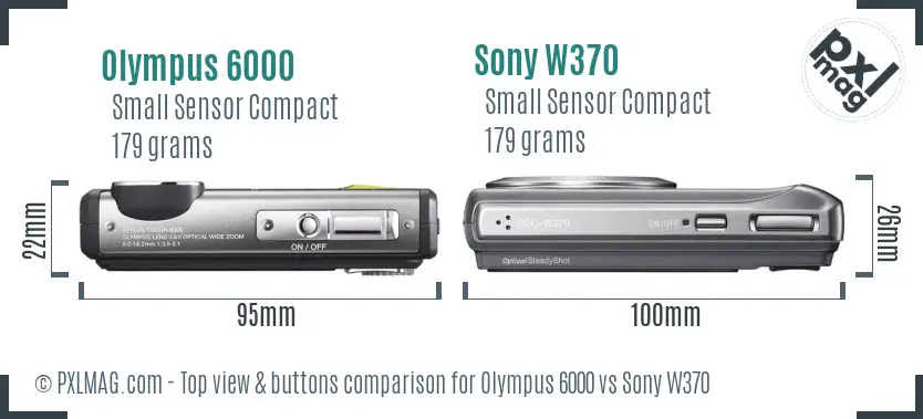 Olympus 6000 vs Sony W370 top view buttons comparison