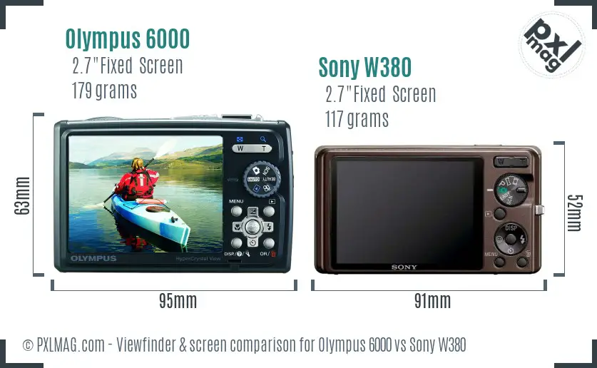 Olympus 6000 vs Sony W380 Screen and Viewfinder comparison