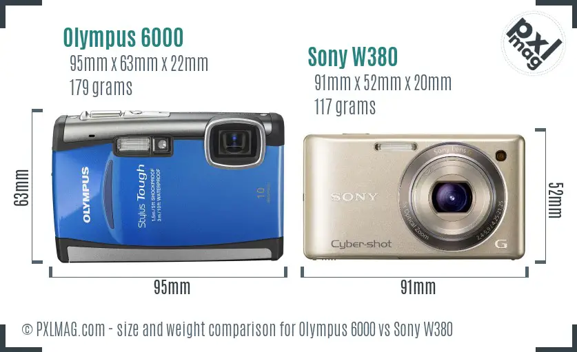 Olympus 6000 vs Sony W380 size comparison