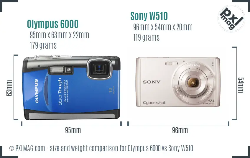 Olympus 6000 vs Sony W510 size comparison Olympus 6000 vs Sony W510 size comparison