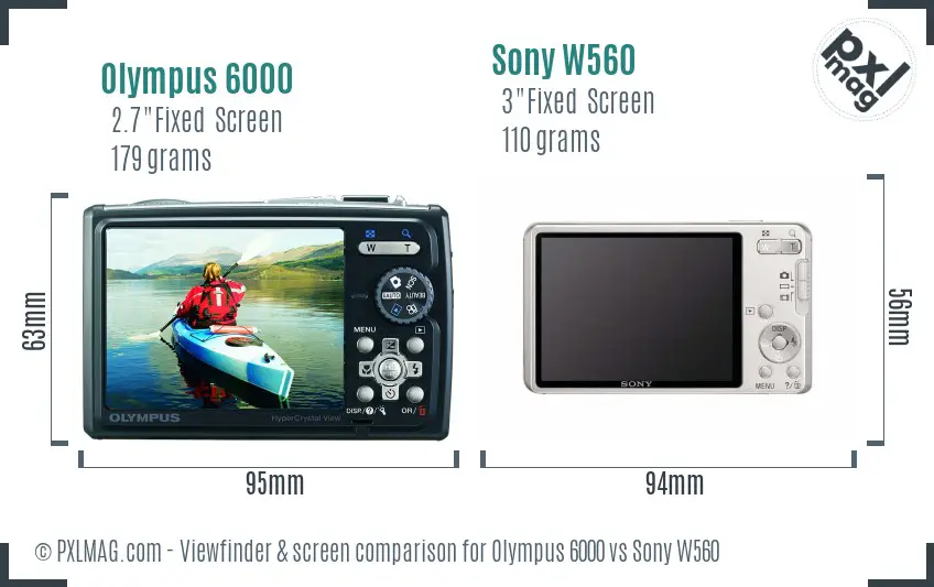 Olympus 6000 vs Sony W560 Screen and Viewfinder comparison