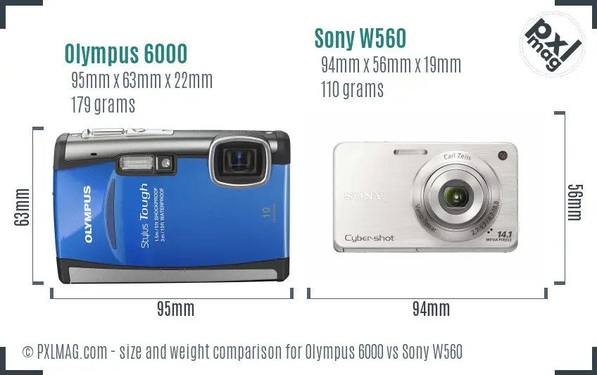 Olympus 6000 vs Sony W560 size comparison